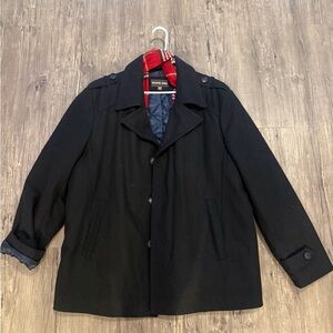 Michael Kors Dark Pea Coat with Red Interior
